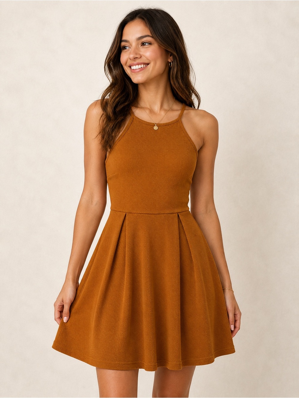 Haute Monde Mustard Skater Dress / Preppy Dress / Fit and Flare Dress / Medium